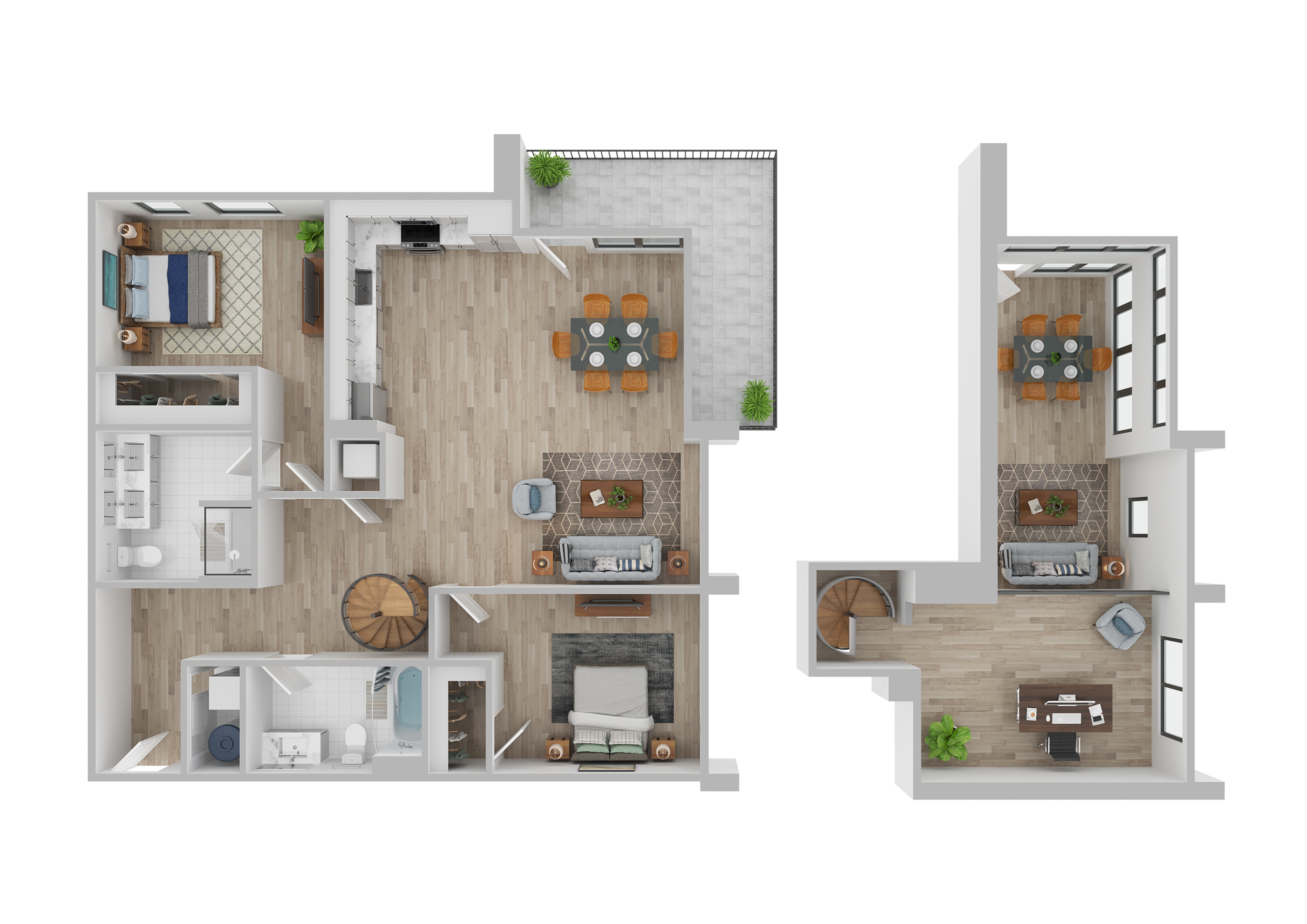 Floor plan for 2 beds, 2 baths, 1356 sqft